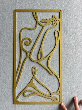 Abstract Female Form Metal Wall Art Gold Line Art Silhouette Minimalist Decor